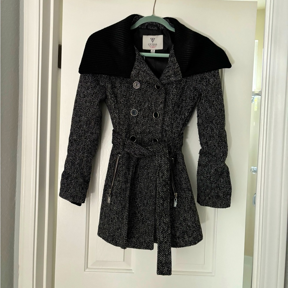 Guess Black and White Trench Coat
